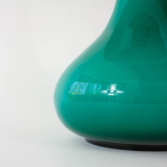 Image 1 of Vintage 1960s Portuguese Turquoise Opaline Glass Table Lamp