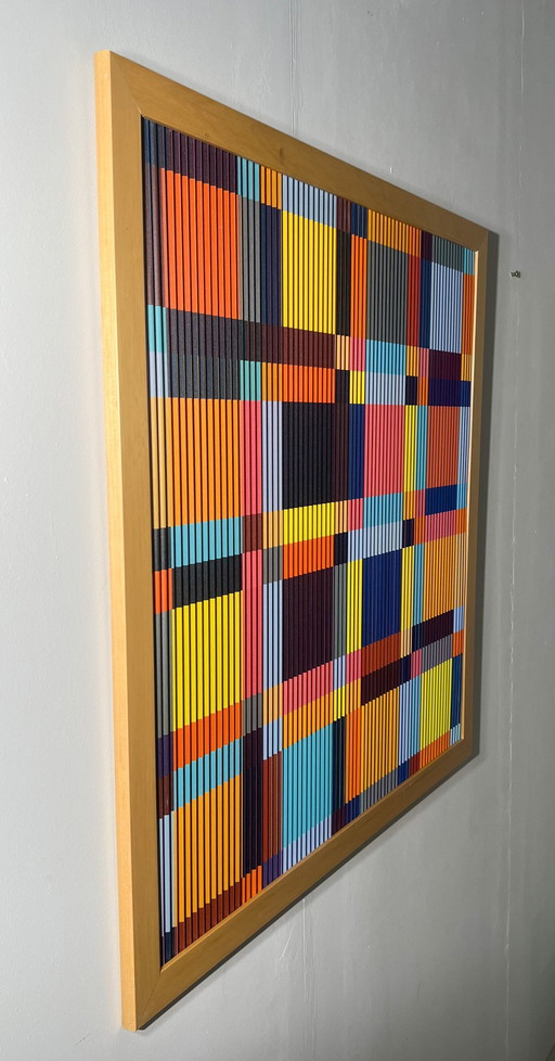Lena László for Studio Exactly, lenticular/3d relief on aluminum plate with lamination, '144 different geometric forms', limiti