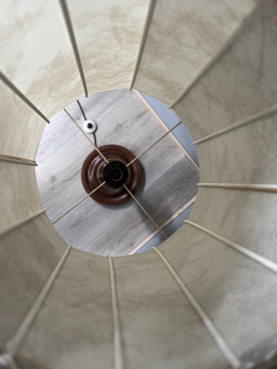 Image 1 of Vintage standing lamp with classic shade and wooden base