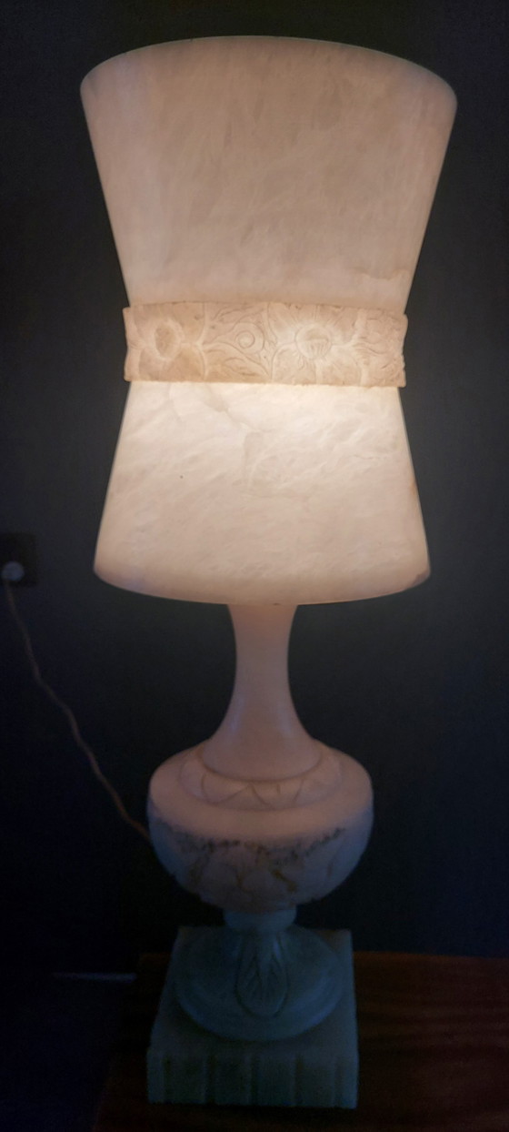 Image 1 of Alabaster Natural Stone Table Lamp Large Model