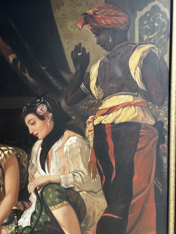 Image 1 of Monumental oil on canvas after Eugène Delacroix – Women of Algiers in their apartment