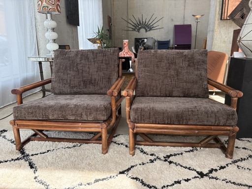 Juego (3) de sillones y mesa auxiliar McGuire – fauteuils, Bamboo, Wood