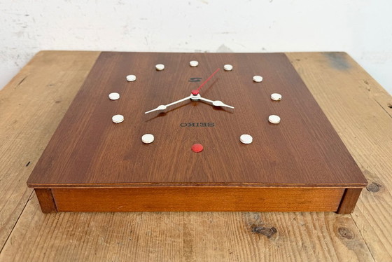 Image 1 of Vintage Brown Wooden Wall Clock from Seiko, 1980s