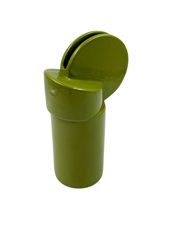 Image 1 of Vase en céramique verte de l'ère spatiale, Pietro Arosio, Parravicini Italie vers 1960