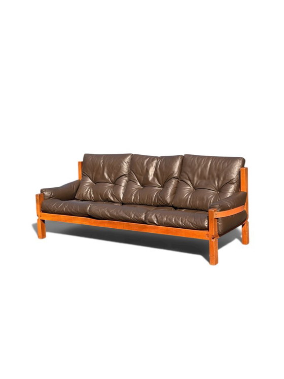 Auténtico conjunto de salón Pierre Chapo: sofá S32 y sillón S15 - Olmo y cuero (años 60) – Zona de estar (photo 6 of 23)