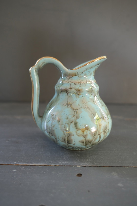 Image 1 of Vaso vintage Jumbo Gouda 97 verde menta oro