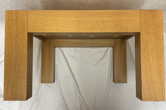 Image 1 of Juego de 2 mesas auxiliares PADUA de diseño de alta gama | Acento industrial | Roble macizo y metal