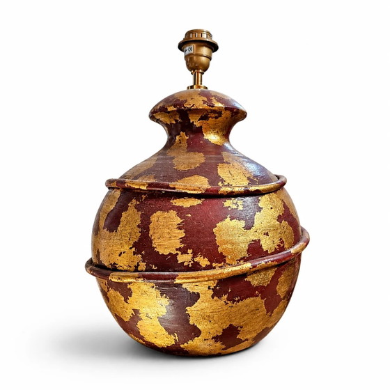 Lámpara de jarrón de cerámica decorada en oro de Hubert Olivier / Francia años 70 – Lámparas de mesa, Ceramic (photo 3 of 7)