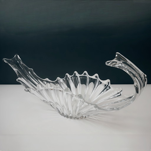 Mid Century Crystal Wave Glass Vase, attributed to Val Saint Lambert
