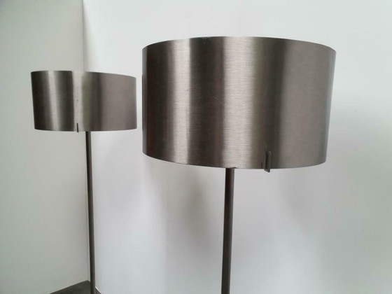 Image 1 of 2 grands lampadaires design en acier inoxydable avec variateur