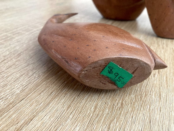 Image 1 of Set of 3 minimalist solid wood bird figurines from Africa