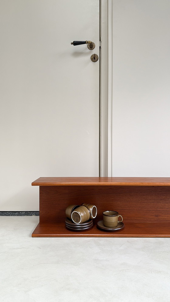 Image 1 of Solid teak wood wall shelf