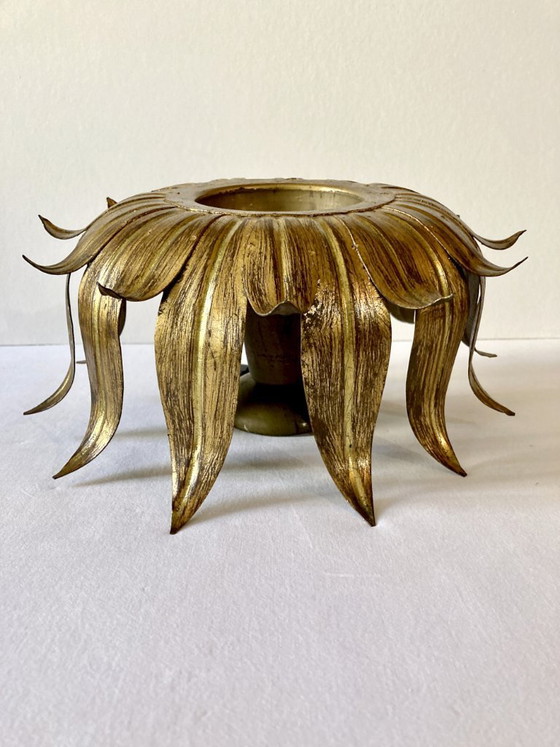 Image 1 of Ceiling light, Hans Kögl, sunflower model in gilded metal, 1950s