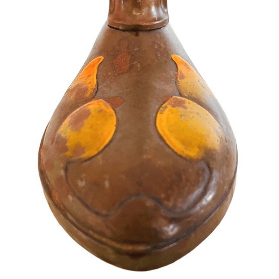 Image 1 of Lampe de bureau Art Nouveau antique en fer forgé, d.g.m.s., datée de 1910.