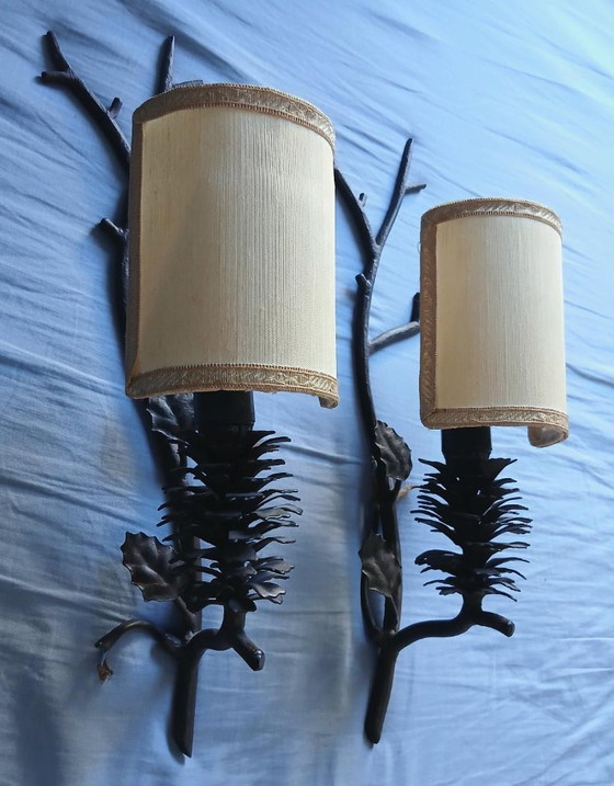 2 Applique lampade ramo pigna – Metal, Textile (photo 9 of 9)