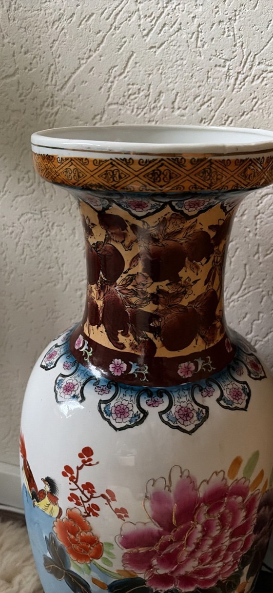 Coppia di grandi vasi da pavimento cinesi (62 cm) – Porcelain (photo 4 of 6)
