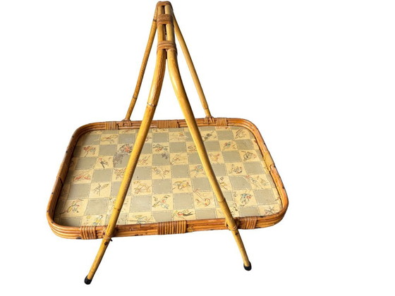 Image 1 of Vintage rattan tray with fixed legs
