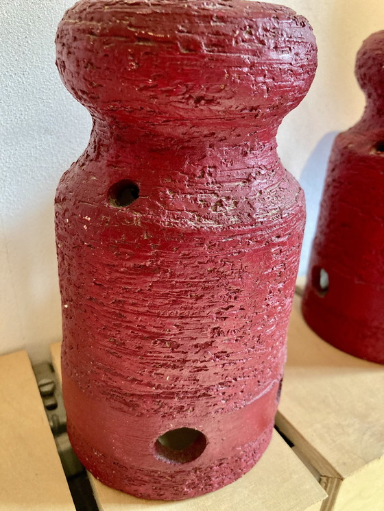 Image 1 of 2 Vintage keramieken brutalist hanglampen 