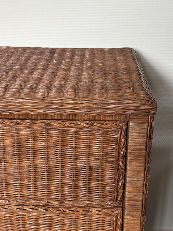 Image 1 of Cassettiera vintage in rattan | stile boho | Fasciatoio a 3 cassetti