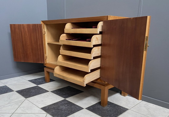 Image 1 of wood sideboard 2doors and drawers inside 1970s