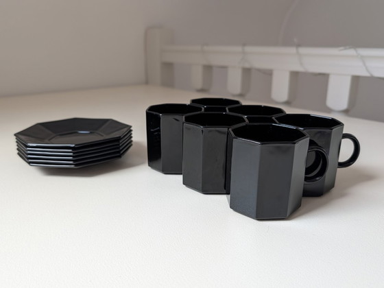 Image 1 of Arcoroc Octime Black - juego de 6 tazas de espresso con platillos a juego