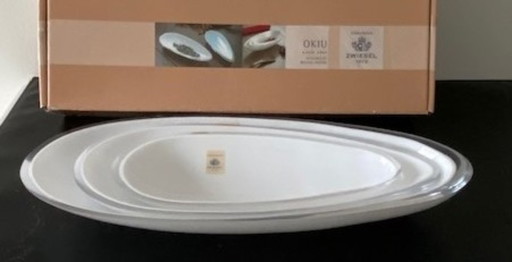 Michael Boehm: Unique set of 3 bowls "Okiu: Mothers of pearl captured in crystal"