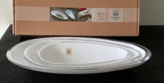 Image 1 of Michael Boehm: Unique set of 3 bowls "Okiu: Mothers of pearl captured in crystal"