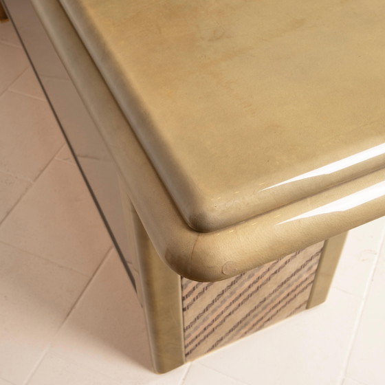 Sideboard aus Pergament und Missoni-Stoff von Angelo Mazzola für Salpol, 1980 – Martin, Wood, Metal (photo 20 of 26)