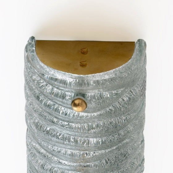 Image 1 of Par de apliques de pared de estilo Art Déco en cristal de Murano color aguamarina y latón de Barovier & Toso