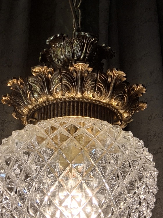 Suspension ananas style Hollywood Regency par Massive J 60/70 – Glass, Metal (photo 6 of 12)