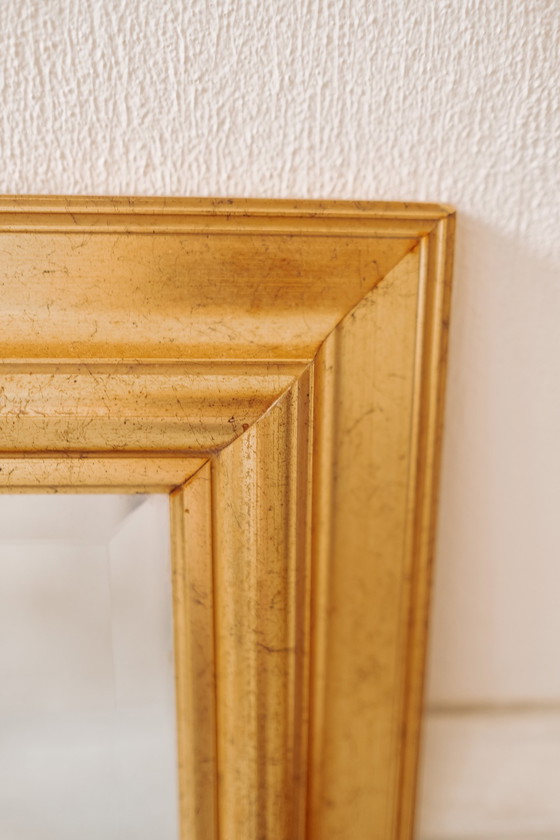 Image 1 of Large Vintage Gold Mirror With Faceted Edge