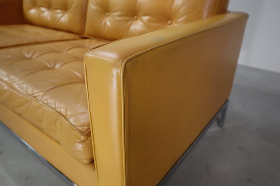 Image 1 of Florence Knoll two-seater sofa in mustard yellow leather