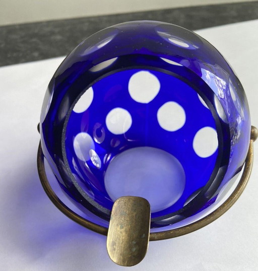 Vintage ashtray - Cristal Ball Blue - Marita Voigt - Harzkristall - Space Age - 1970
