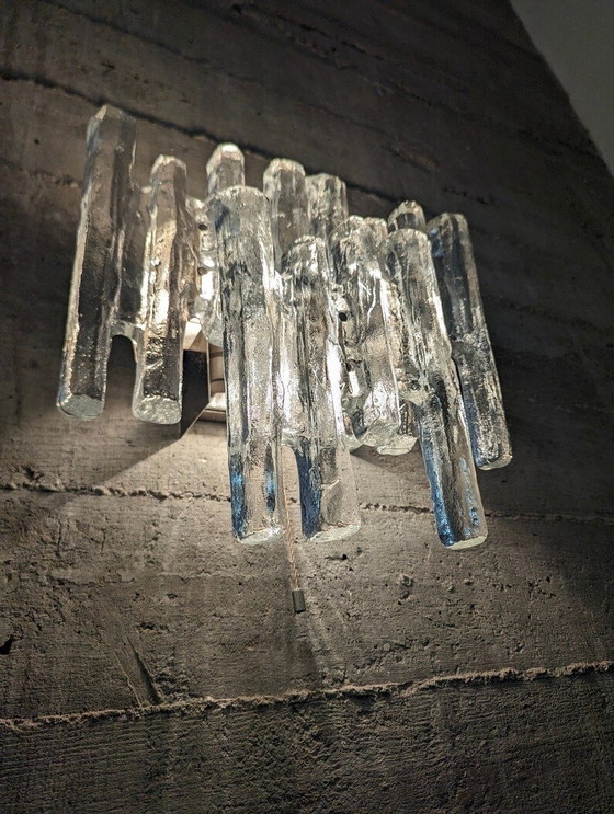 Image 1 of 2X Ice Crystal Sconces By Kalmar 1970S