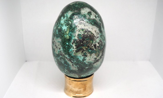 Image 1 of 11cm / 1kg raw AAA+ malachite carved egg