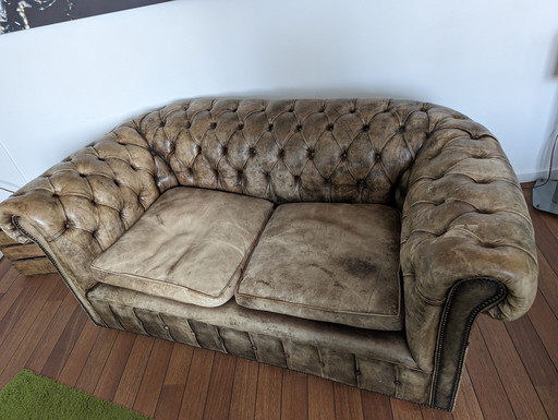 2 Vintage Chesterfield Sofas 2P