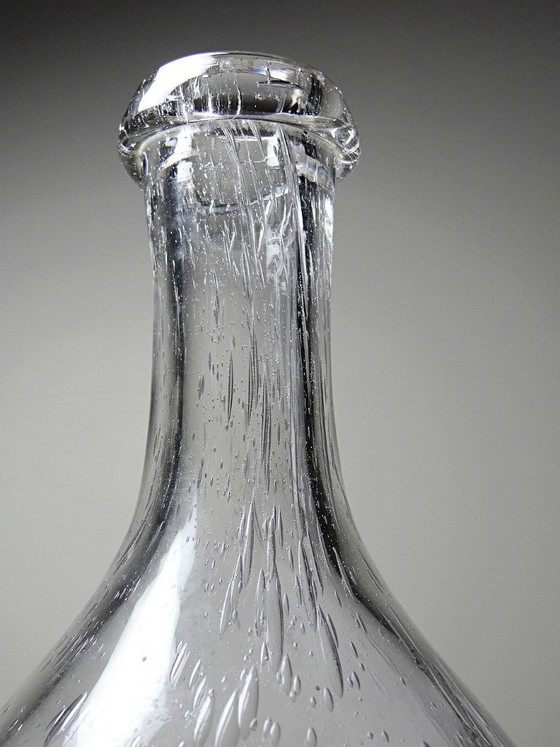 Image 1 of Large antique bottle in blown glass with bubbles, early 20th century, 1900-1920