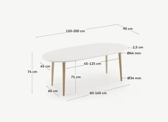 Image 1 of Kave Eettafel OQUI, Ovaal Uitschuifbaar