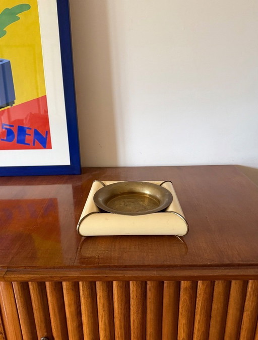 Tommaso Barbi, mid-century brass ashtray, Italy 1970