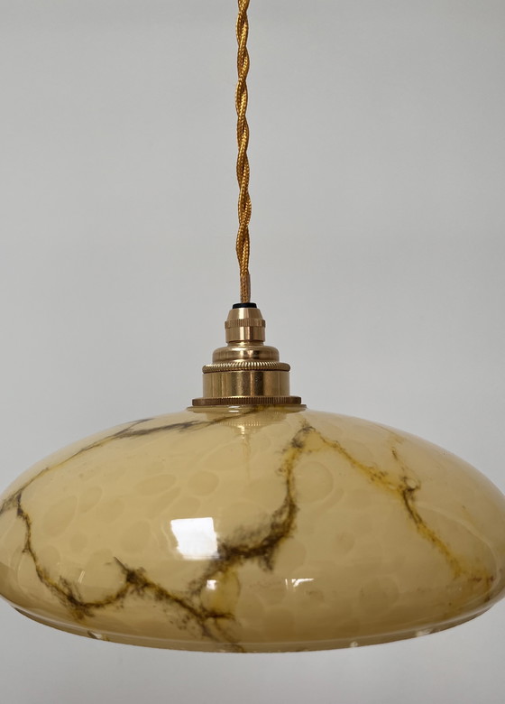 Image 1 of Vintage, opaline marmerachtige hanglamp (Art Deco)