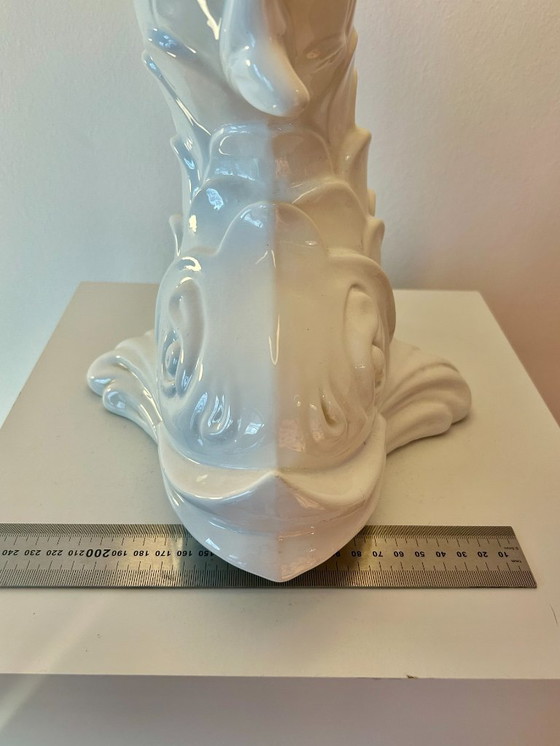 Image 1 of Italiaans Modern: Opvallende keramische lamp uit de jaren 60 uit Italië - volledig gerestaureerd - nieuwe lampenkap