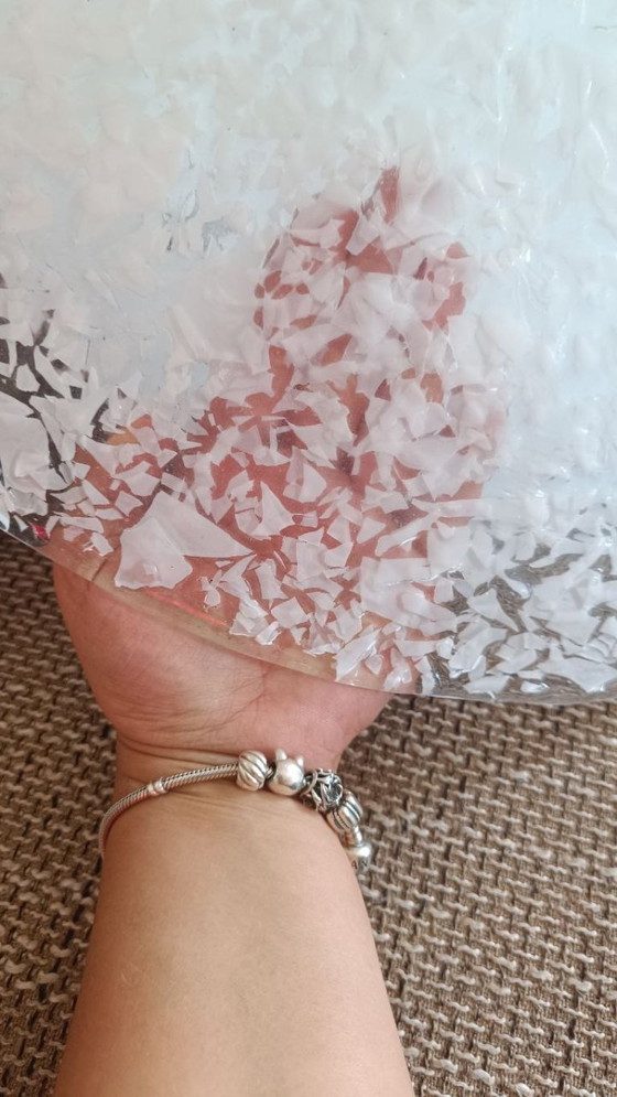 Image 1 of MURANO Large 46cm Table Lamp by Sylcom - Broken Ice Effect - Handmade - Made in Italy New