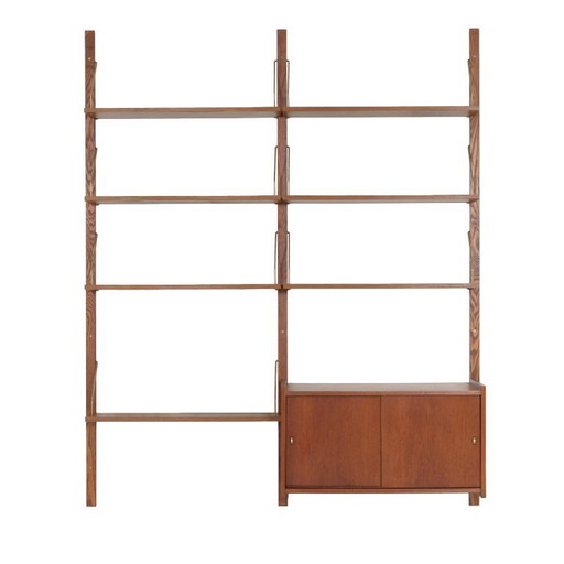 Modulaire wandkast van teakhout, Deens design, jaren 60, gemaakt in Denemarken.