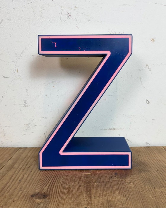 Image 1 of Vintage Blue Plastic Illuminated Letter Z, 1970s