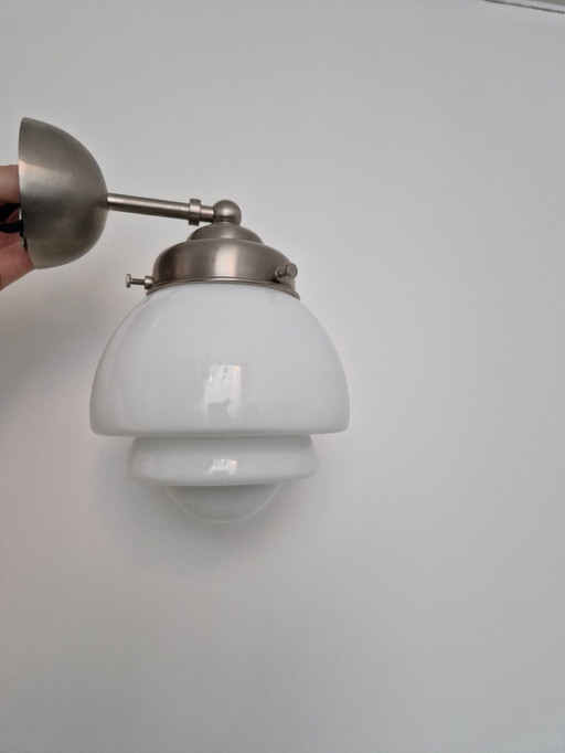 Wall lamp Giso Gispen "Bromtol" matte nickel milk glass