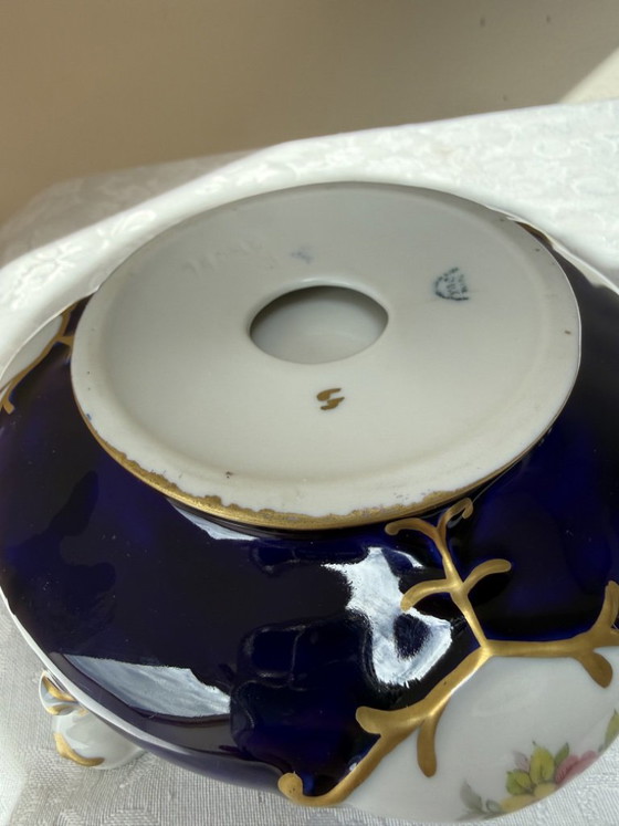 Cendrier Royal Dux en porcelaine or cobalt, boîte d'origine – Accessoires de table (photo 5 of 12)