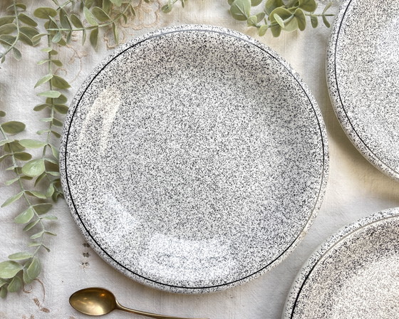 3 assiettes italiennes en faïence mouchetée noir et blanc – Vaisselle, Modern (photo 2 of 9)