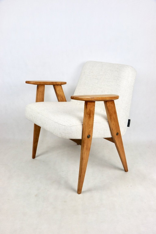  Beige & Ivory Model 366 Lounge Chair by Józef Chierowski, 1970s