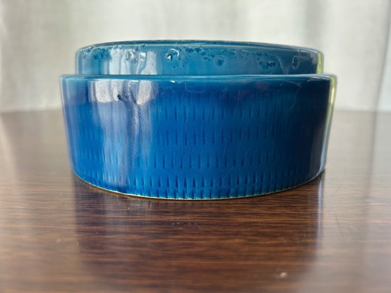 Image 1 of blauwe keramische asbak, 1970