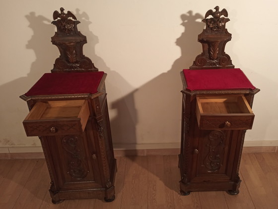 Image 1 of Walnut Nightstands, 19Th Century, Italy, Late 19Th Century, Set Of 2